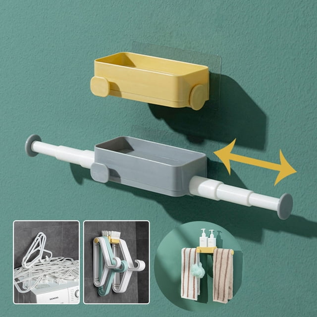 Sentmoon Offres Circulaire Porte-Vêtements Rétractable Multifonctionnel - Porte-Serviettes Non Perforé, Barre de Serviette Auto-Adhésive pour Salle de Bain à Coller au Mur, Tringle à Serviettes Murale, Articles de Vente pour la Journée