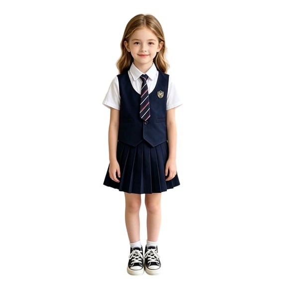 XAOFW Back To School Outfits For Girls Short Sleeve Layered Shirt Skirts Kids Summer Fall Comfortable Clothes Sets
