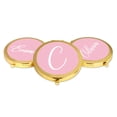thumbnail image 4 of Koyal Wholesale Gold Compact Mirror Bridesmaid's Wedding Gift, Blush Pink, Monogram Letter C, 1-Pack, 4 of 5
