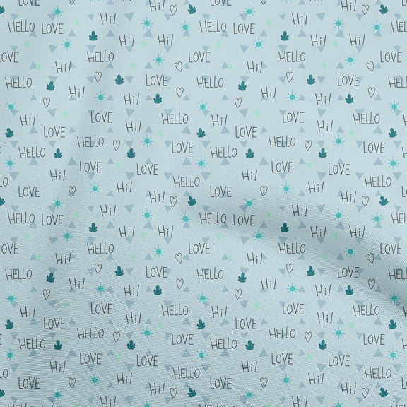 oneOone Polyester Spandex Light Blue Fabric Text Diy Clothing Quilting Fabric Print Fabric By Yard 56 Inch Wide