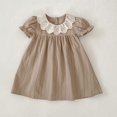 thumbnail image 1 of Vestido de princesa con cuello de encaje para niña, vestidos de estilo coreano con mangas abullonadas, camisa para muñeca bebé, conjunto Bloomer, traje para hermanas, 1 of 6