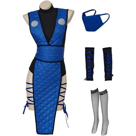 Female Sexy Suit with Mask Uniform Blue