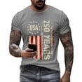 thumbnail image 5 of 4th of July Shirts Men Short Sleeve T Shirts Casual Red White and Blue Print Pullover Independence Day Patriotic Tops USA 250th Anniversary Celebration Party Crew Neck 1776-2026 Tees Light Gray S, 5 of 5