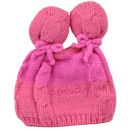 - Kentucky State Infant Striped Knit Beanie Pink Crochet Ear Ball Hat USA America