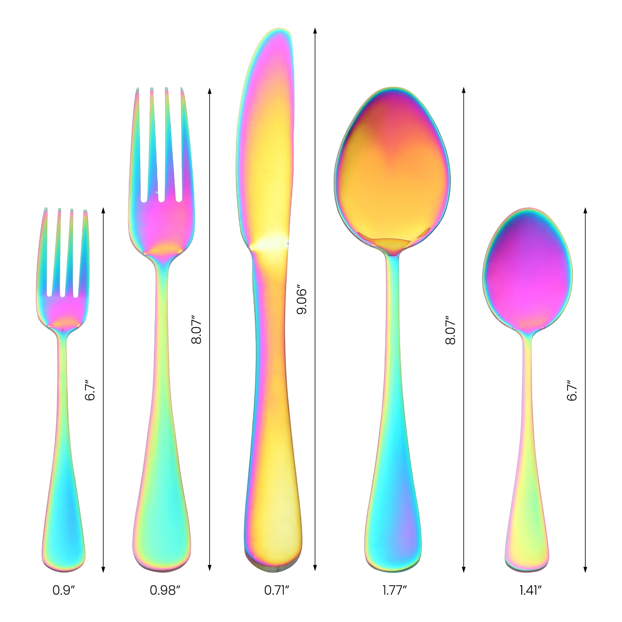 Unique Bargains Stainless Steel Flatware Set Mirror Polished Colorful 30 Pcs