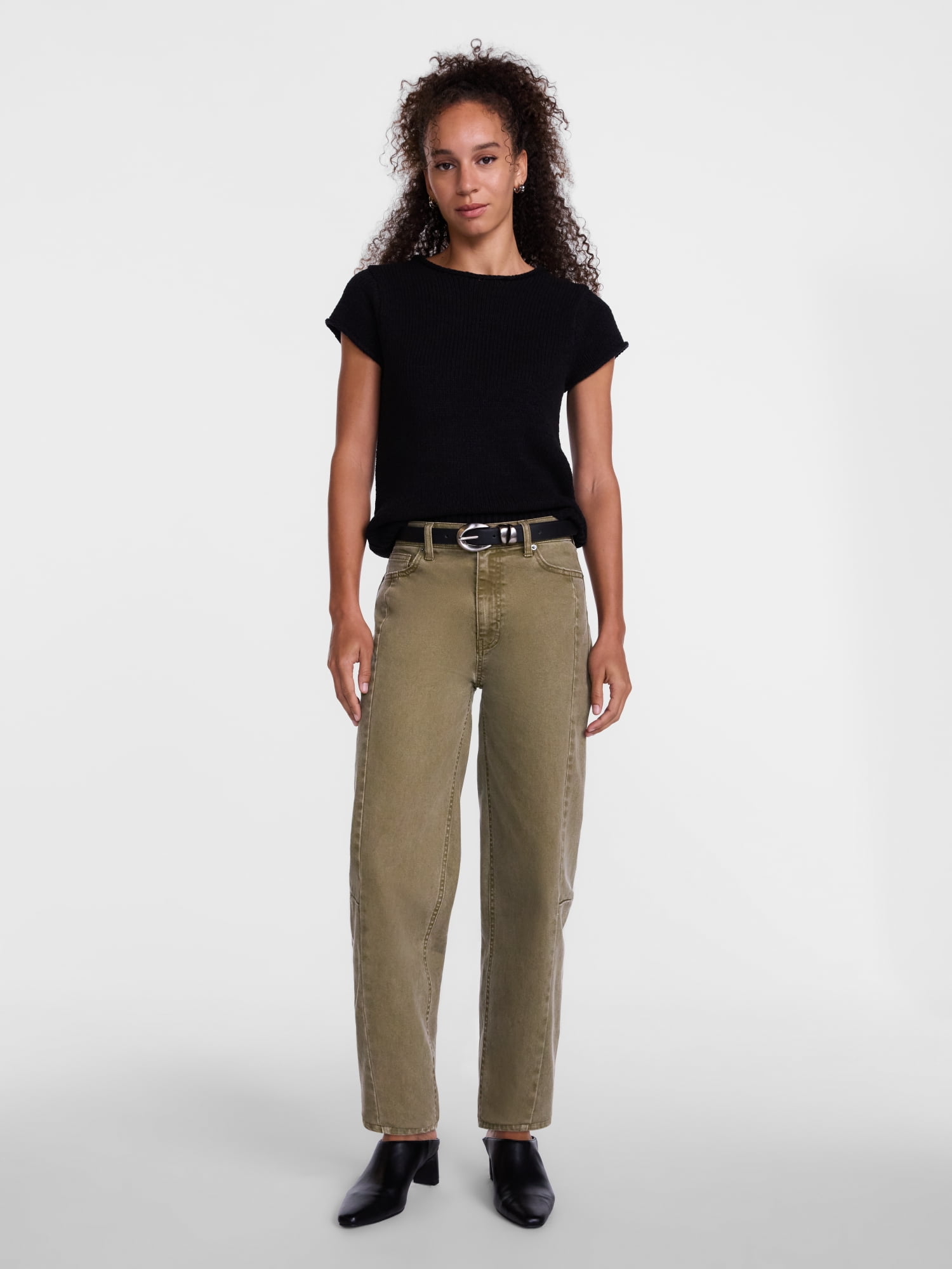 Scenario Women's and Women's Plus High Rise Barrel Jeans, 26", 28" Inseam, Sizes 0-28W