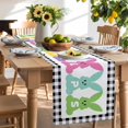 thumbnail image 3 of Burlap Table Runner 70 Inches Long,Easter Colorful Cartoon Rabbit Peeps Non-Slip Kitchen Table Runners for Dining Room Everyday Use Party Table Decorations Quote and White Black Lattice, 3 of 9