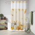 thumbnail image 6 of No Hook Shower Curtain with Built-in Rings - Fall Thanksgiving Washable Waterproof Fabric Bathroom Curtains for Hotel,Rentals, Stall 36 X 72 Inch , Yellow White Pumpkin Autumn Leaf, 6 of 9