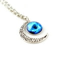 thumbnail image 1 of Women Galaxy Universe Crescent Moon Glass Cabochon Pendant Necklace - Galaxy Blue, 1 of 1