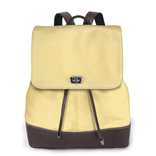 Fotbe Yellow Gingham Mochila Bolso con Estampado para Mujer, Mochila Antirrobo de Nylon Impermeable, Bolsa Ligera de Hombro