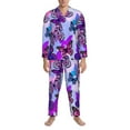 thumbnail image 3 of Kdxio Flying Butterflies Men’s Pajama Set Pajamas For Men 2 Piece PJ Set with Men Pajama Pants and Long Sleeve T-Shirt Lounge Set-X-Large, 3 of 7