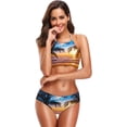 thumbnail image 4 of Dreamtimes Palm Tree Sunset On Beach Swimsuits Padded Bikini Sets Sexy Swimwear for Women, X-Large, 4 of 7