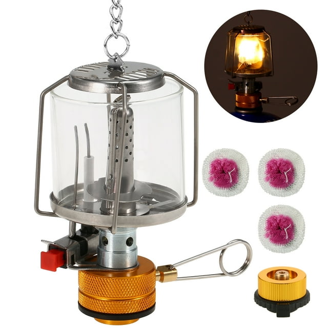 Lámpara de vapor Linterna de gas portátil para acampar al aire libre, encendido piezoeléctrico, mini Tomshoo Lámpara de vapor