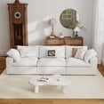 thumbnail image 4 of The Magic Home 118" Sofa Couch, Cloud Modular Sectional Sofa, Modern Linen Deep Comfy Couches for Living Room, Apartment, Office, Washable Replaceable Covers, 3 Seater White Couch, 4 of 17