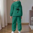 thumbnail image 4 of Ulitacool Girl's Outfits Toddler Casual Printed Hoodie Set Long Sleeve Sweatpants Pullover Top Matching Bottoms Fall Winter Pajamas Loungewear Dark Green, 4 of 6