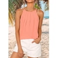 thumbnail image 4 of Womens Pleated Tank Tops Spaghetti Strap Camisole Halter Tops Curved Hem Fashion 2025 Coral XL, 4 of 7