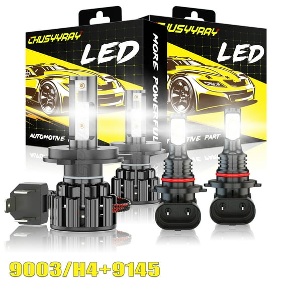Compatible for Toyota Sequoia 2001-2007 H4/9003 9140 LED Headlight Bulb + Fog Light Kit 4X