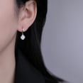 thumbnail image 3 of 925 Sterling Silver CZ Clover Hoop Earrings Dangle for Women Teens Lucky Clover Leaf Huggie Earrings Flower Drop, 3 of 12