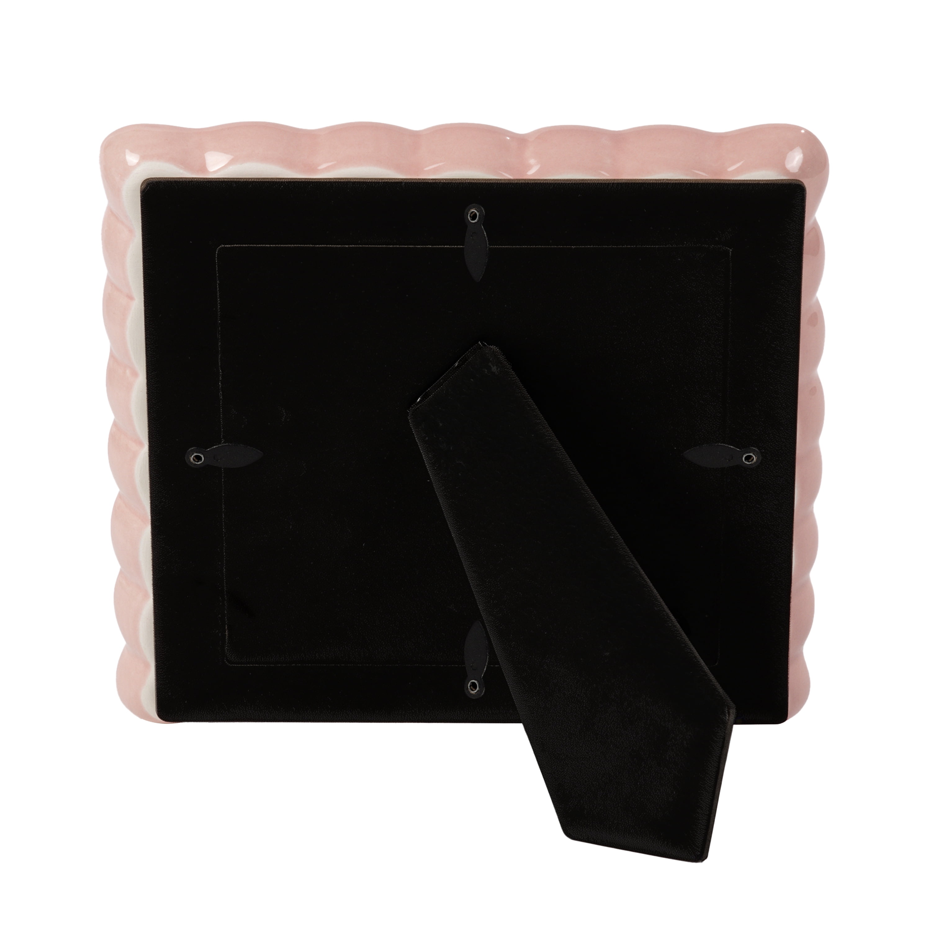 Sterling & Noble Home – 4x4 Picture Frame – Double Ruffle Pink Ceramic Tabletop Photo Frame