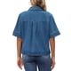 thumbnail image 3 of CHAQUETA DE MEZCLILLA DE MUJER DE MANGA CORTA INSPIRE CHIC, CAMISA CUADRADA, CHAQUETAS DE JEAN CASUAL M AZUL, 3 of 6
