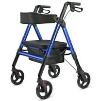 Yescom Rollator Walker with Seat, Elderly Assistance Products, Upright Bariatric Walker for Seniors, Blue