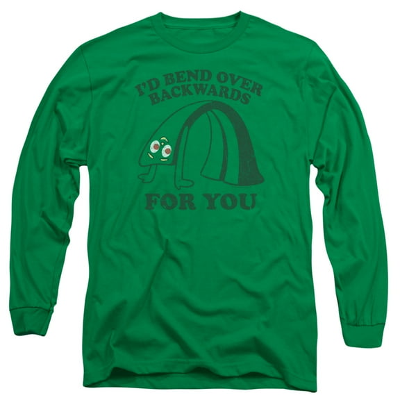 Gumby Bend Backwards Long Sleeve Adult 18/1 T-Shirt Kelly Green