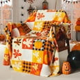 thumbnail image 7 of Halloween Fleece Throw Blanket Pumpkin Leaves Fall Plaid Blanket Soft Fuzzy Plush For Couch Sofa Or Bed Flannel Blanket For Kids Adults Wife Light Blanket, 7 of 7