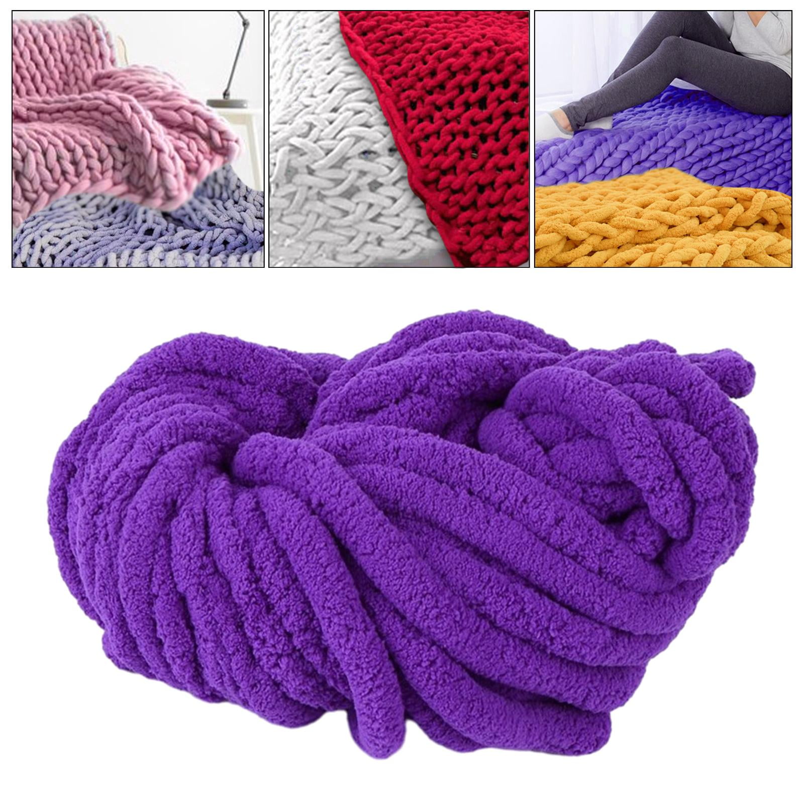 Yunhgft Chunky Chenille Yarn Acrylic Fibers Giant Soft Yarn Jumbo Bulky Yarn for Cushion Violet