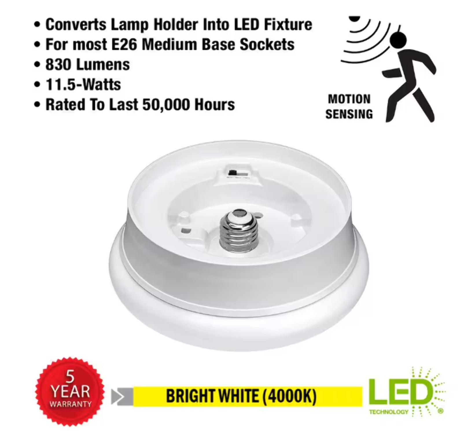 Commercial Electric Motion Sensor, LED 7" kitchen, laundry room, basement Ceiling Flush Mount Light