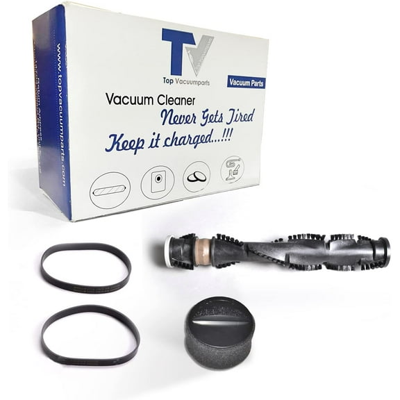 Replacement Part For Bissell Proforce Helix Upright Vacuum Roller Brush With Style 7, 9, 10, 12, 14 Flat Belts 2pk and Proforce Bagless Foam Filter Kits, Fits Models 1240, 68C7, 12B1