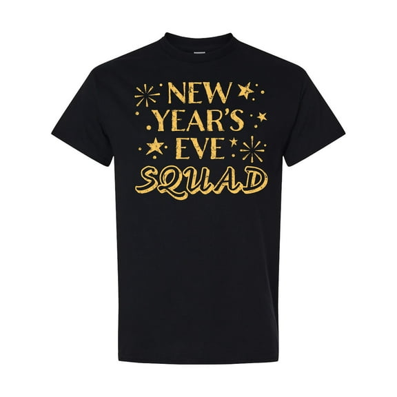 Inktastic New Year's Eve Squad with Stars in Gold T-Shirt