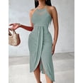 thumbnail image 3 of CHICME Dresses for Women Solid Color Halter Hollow Out Sleeveless Eyelet Embroidery & Side Slit A Line Vacation Summer Dress Green-S, 3 of 9