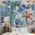 thumbnail image 2 of Orinice Seahorse Starfish Shells Tapestry Wall Hanging Unique Style Graphic Tapestries Home Wall Decor Art for Living Room Bedroom Apartment Farmhouse Dorm 50x40inch, 2 of 6