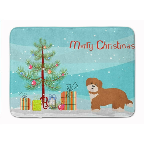 Shorkie #2 Christmas Tree Machine Washable Memory Foam Mat