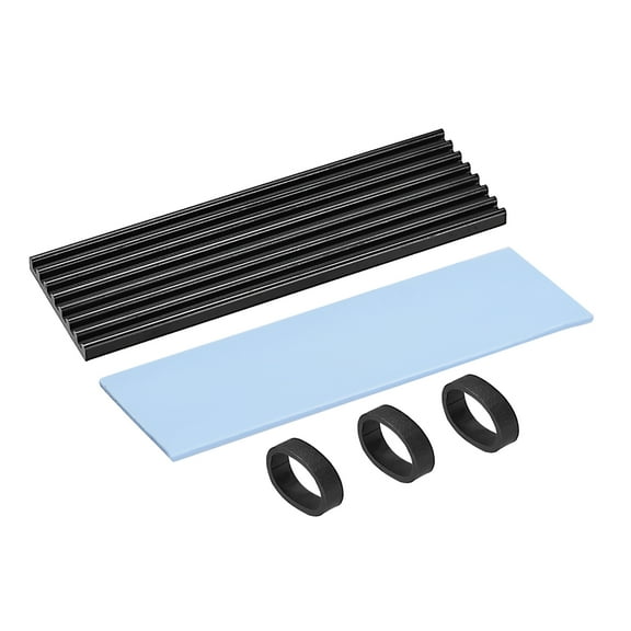 Aluminum Heatsink Kit 70 x 22 x 3mm Black with Silicone Thermal Pads for M.2, for 2280 SSD