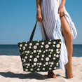 thumbnail image 3 of Wukai Daisy Print Zipper Bag,large Beach Tote Bag,Waterproof Sandproof Bag,Grocery and Picnic Tote Travel Bag, 3 of 5
