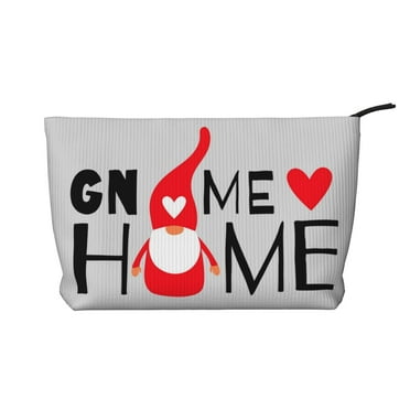 Picia Gnome Home With A Cute Gnome Printed Cosmetic Bags for Women Makeup Bag Large Capacity Purse Travel Toiletry Zipper Storage Pouch Make up Brushes Organizer for Gifts