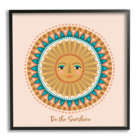 Boho Be The Sunshine Pattern Landscape Graphic Art Black Framed Art Print Wall Art