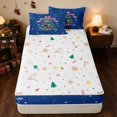 thumbnail image 4 of Manfei Green Zipper Full Size Comforter Sets with Fitted Sheet and 2 Pillowcases Xmas Tree Zipper Bedding Set, Green Gold, Xmas Reversible, 4 of 7