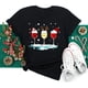 thumbnail image 1 of Maycaur, sombreros de Navidad de copa de vino para mujer, camiseta negra, regalos de Navidad, camiseta de dibujos animados, camiseta Harajuku de moda de Año Nuevo, 1 of 4