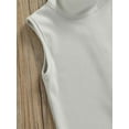 thumbnail image 6 of Gureui Toddler Infant Baby Girls Summer Romper, Casual Solid Color High Neck Sleeveless Short Jumpsuit One-Piece Clothes, 6 of 9
