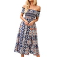 thumbnail image 2 of Vestido De Una Pieza Con Hombros Descubiertos, Vestido De Una Pieza Con Hombros Descubiertos Para Mujer De Cintura Alta Fácil De Combinar Con Estampado Floral Para La Vida Diaria ANGGREK Otros, 2 of 6