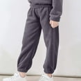 thumbnail image 2 of SEAOPEN Boys Girl Kids Fleece Joggers Casual Elastic Waist Warm Pants Fall Winter Pant with Pockets Today Gray,5 Years, 2 of 6