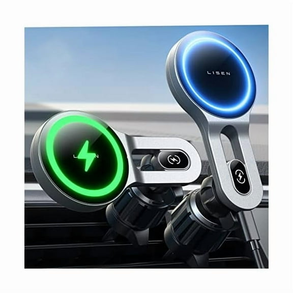 for 15W MagSafe Car Mount Charger, [Safer & Faster] Vent Magnetic Wireless Car Charger, Car Vent Phone Mount Charger Fits iPhone 16 Pro Max Plus 15 14 13 12, Samsung with MagSafe Case, Silver