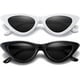 thumbnail image 2 of Two retro sunglasses classic cat-eye sunglasses UV385 protection sunglasses (black frame gray lenses white frame gray lenses)., 2 of 3