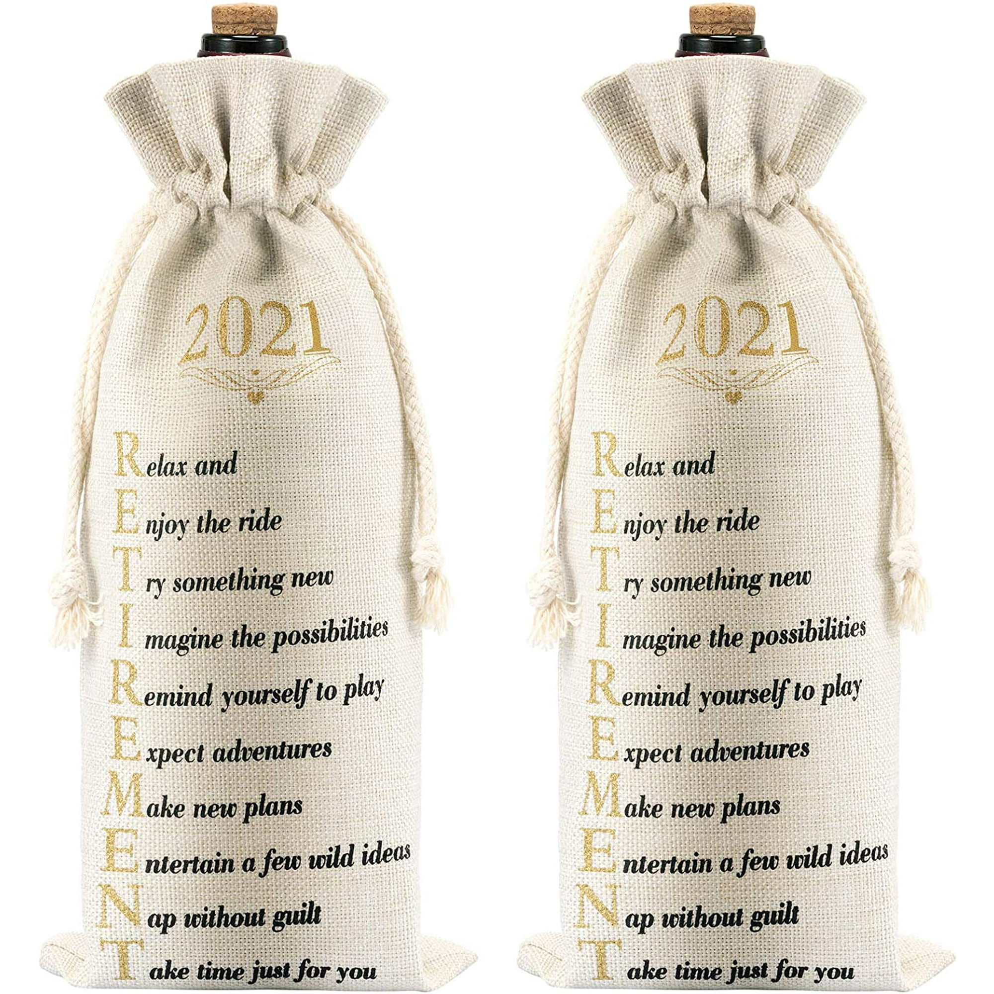 2 Pieces Retirement Gift Wine Bags Wine Bottle Gift Bags With Drawstring  Funny 2021 Retirement Gifts For Retired Men Women Co-Workers Employees  Friend Colleague Retirement Party | Walmart Canada