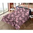 thumbnail image 4 of Ambesonne Cherry Blossom Fitted & Flat Sheet with Shams 4 Pcs Set, Asian Spring Colors, King, Dark Mauve Pastel Pink, 4 of 5