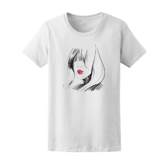 Fashion Cute Lady Sketch Tee Women's -Image by Shutterstock