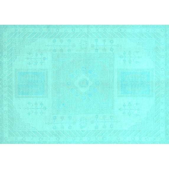 Ahgly Company Indoor Rectangle Abstract Light Blue Modern Area Rugs, 2' x 4'