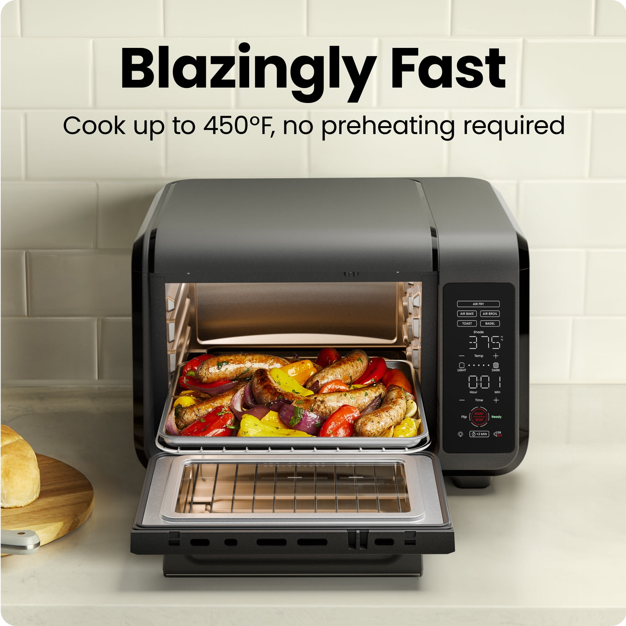 Chefman EasyAir 15 Qt. Toaster Oven Air Fryer, 5 Cooking Functions & 450°F Max Temperature – Black